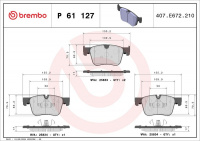 Sada brzdových destiček BREMBO P61127 - CITROËN, PEUGEOT