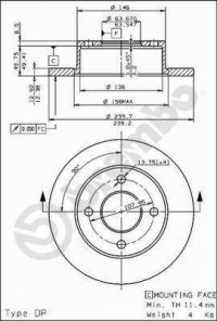 Brzdový kotouč BREMBO 08.4946.20 - FORD Brzdový kotouč BREMBO 08.4946.20 - FORD