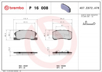 Sada brzdových destiček BREMBO P16008 - DAIHATSU Sada brzdových destiček BREMBO P16008 - DAIHATSU