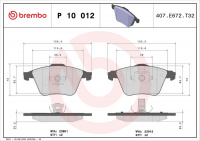 Sada brzdových destiček BREMBO P10012 - OPEL Sada brzdových destiček BREMBO P10012 - OPEL