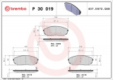 Sada brzdových destiček BREMBO P30019 - KIA