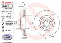 Brzdový kotouč BREMBO 09.9540.14 - AUDI