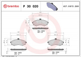 Sada brzdových destiček BREMBO P30020 - HYUNDAI