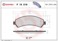Sada brzdových destiček BREMBO P10016 - CHEVROLET Sada brzdových destiček BREMBO P10016 - CHEVROLET