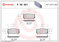 Sada brzdových destiček BREMBO P30021 - HYUNDAI Sada brzdových destiček BREMBO P30021 - HYUNDAI