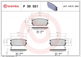Sada brzdových destiček BREMBO P30021 - HYUNDAI