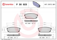 Sada brzdových destiček BREMBO P30023 - KIA