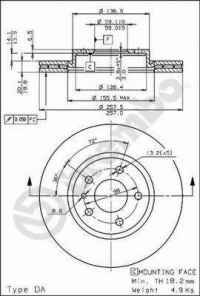 Brzdový kotouč BREMBO 09.5870.20 - ALFA ROMEO Brzdový kotouč BREMBO 09.5870.20 - ALFA ROMEO