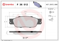 Sada brzdových destiček BREMBO P36012 - JAGUAR Sada brzdových destiček BREMBO P36012 - JAGUAR