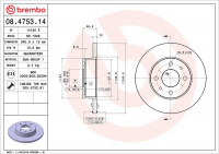 Brzdový kotouč BREMBO 08.4753.14 - FIAT