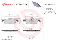 Sada brzdových destiček BREMBO P36035 - JAGUAR, LAND ROVER