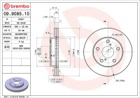 Brzdový kotouč BREMBO 09.9085.10 - TOYOTA Brzdový kotouč BREMBO 09.9085.10 - TOYOTA