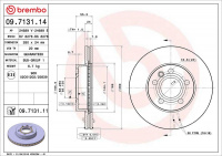 Brzdový kotouč BREMBO 09.7131.14 - VW Brzdový kotouč BREMBO 09.7131.14 - VW