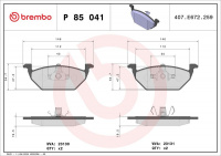 Sada brzdových destiček BREMBO P85041 - AUDI, SEAT, ŠKODA, VW