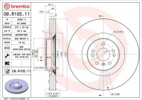 Brzdový kotouč BREMBO 09.R105.11 - MERCEDES-BENZ Brzdový kotouč BREMBO 09.R105.11 - MERCEDES-BENZ
