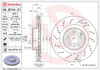 Brzdový kotouč BREMBO 09.B744.51 - MERCEDES-BENZ
