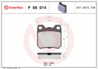 Sada brzdových destiček BREMBO P59014 - OPEL, SAAB