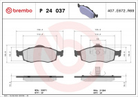 Sada brzdových destiček BREMBO P24037 - FORD Sada brzdových destiček BREMBO P24037 - FORD