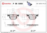 Sada brzdových destiček BREMBO P06039X - BMW