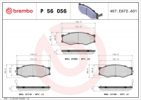 Sada brzdových destiček BREMBO P56056 - NISSAN