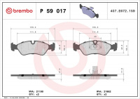 Sada brzdových destiček BREMBO P59017 - DAEWOO, OPEL Sada brzdových destiček BREMBO P59017 - DAEWOO, OPEL
