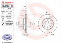 Brzdový kotouč BREMBO 09.3102.20 - ROVER Brzdový kotouč BREMBO 09.3102.20 - ROVER