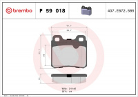 Sada brzdových destiček BREMBO P59018 - OPEL, SAAB