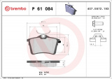 Sada brzdových destiček BREMBO P61084 - CITROËN, PEUGEOT