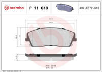 Sada brzdových destiček BREMBO P11019 - DODGE, LANCIA