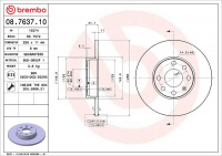 Brzdový kotouč BREMBO 08.7637.10 - OPEL Brzdový kotouč BREMBO 08.7637.10 - OPEL