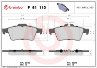 Sada brzdových destiček BREMBO P61110 - PEUGEOT
