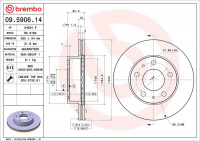 Brzdový kotouč BREMBO 09.5906.14 - CITROËN, FIAT, PEUGEOT