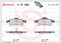 Sada brzdových destiček BREMBO P37006 - JEEP Sada brzdových destiček BREMBO P37006 - JEEP