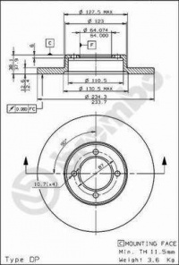Brzdový kotouč BREMBO 08.5865.10 - DAIHATSU Brzdový kotouč BREMBO 08.5865.10 - DAIHATSU