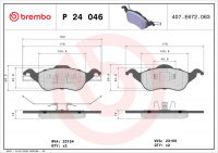 Sada brzdových destiček BREMBO P24046 - FORD