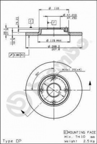 Brzdový kotouč BREMBO 08.5877.10 - DAIHATSU Brzdový kotouč BREMBO 08.5877.10 - DAIHATSU