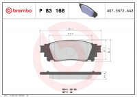 Sada brzdových destiček BREMBO P83166 - LEXUS Sada brzdových destiček BREMBO P83166 - LEXUS