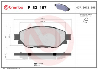 Sada brzdových destiček BREMBO P83167 - TOYOTA Sada brzdových destiček BREMBO P83167 - TOYOTA