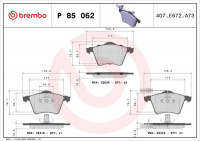 Sada brzdových destiček BREMBO P85062 - FORD, SEAT, VW Sada brzdových destiček BREMBO P85062 - FORD, SEAT, VW