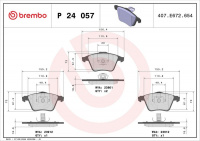Sada brzdových destiček BREMBO P24057 - VOLVO