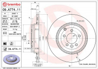Brzdový kotouč BREMBO 09.A774.11 - LAND ROVER Brzdový kotouč BREMBO 09.A774.11 - LAND ROVER