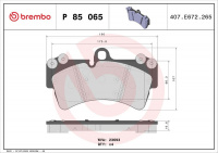 Sada brzdových destiček BREMBO P85065 - AUDI, PORSCHE, VW Sada brzdových destiček BREMBO P85065 - AUDI, PORSCHE, VW