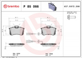 Sada brzdových destiček BREMBO P85066 - SEAT, ŠKODA, VW