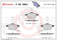 Sada brzdových destiček BREMBO P85085X - AUDI, SEAT, ŠKODA, VW