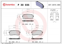 Sada brzdových destiček BREMBO P30035 - HYUNDAI, KIA