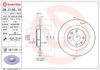 Brzdový kotouč BREMBO 08.C135.11 Brzdový kotouč BREMBO 08.C135.11