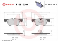 Sada brzdových destiček BREMBO P06070X - BMW