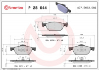 Sada brzdových destiček BREMBO P28044