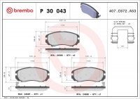 Sada brzdových destiček BREMBO P30043 - HYUNDAI, KIA Sada brzdových destiček BREMBO P30043 - HYUNDAI, KIA