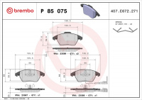 Sada brzdových destiček BREMBO P85075 - AUDI, SEAT, ŠKODA, VW